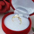 wholesale 925 Silver Gold-Plated Leaf Natural Freshwater Pearl Ring Women's Japanese Style Simple and Elegant New Ring-0-2