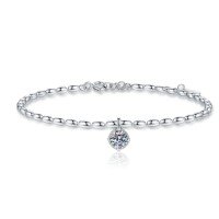 S925 Silver Minimalist Japanese Korean Style Grain Single Moissanite Bracelet Wholesale-High carbon stone  925 silver