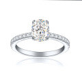 wholesale 925 Sterling Silver 15ct Oval Snowflake Cut Ring with Luxurious High-End Sense 6*8 Color Gemstone High-Carbon Diamond Women's Ring-0-5