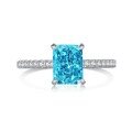 wholesale S925 Sterling Silver Cross-Border European and American Women's Small Minimalist Luxury Elegant High-End Blue Ice-Cut Zircon Ring for Women-0-4