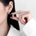 wholesale S925 Sterling Silver European and American Cross-Border Minimalist Style Ins Textured Cold-Toned Versatile Earrings for Women-0-3