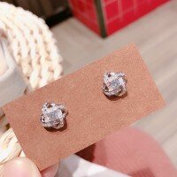 wholesale S925 metal, maker-style chic wind full diamond four-leaf clover twist earrings, sweet and elegant, niche design, high-end earrings-Rose Earrings>925 Silver