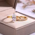wholesale S925 Silver Set with Two-Piece Moissanite Marquise-Shaped Main Stone Stackable Rings, Independently Sold Bestseller Ring Set-0-2