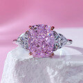wholesale S925 Silver Imported High Carbon Diamond 8*10mm Pink Diamond Ring for Fashionable OL Women Cross-border-0-0