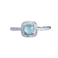 S925 Silver Wholesale Vermeil Blue Aqua Jadeite Square Bag Ring-0-2