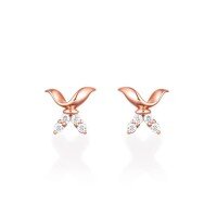 wholesale 14K Rose Gold, 18K Yellow Gold, Platinum Wing-to-Wing Youth Style Moissanite Women's Earrings with White Diamonds and Real Diamonds-White Gold 9K-Moissanite