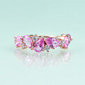 wholesale Rose gold plated S925 sterling silver set with pink sapphire ring, high-end luxurious colored gemstone ring-0-1