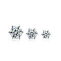 wholesale [925 Sterling Silver] Direct from manufacturer, classic and fashionable six-prong 50-point D-color moissanite earrings, Korean-style elegant women's accessories-0-5