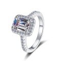 wholesale S925 Silver Rectangular Wedding Ring Stock Engagement Ring Wholesale Cross-Border Hot-Selling Moissanite Ring for Women-0-1