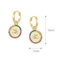 wholesale 925 Sterling Silver Original Design Colorful Zircon Round Earrings Wholesale Fashion Versatile Geometric Vintage Earrings-0-3