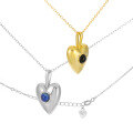 wholesale S925 Sterling Silver Lapis Lazuli Heart Necklace for Women, European and American Style, Small and Unique, Ins High-End Feel, Black Onyx Silver Jewelry-0-1