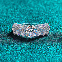S925 Silver Moissanite Ring, 1ct Rectangular Beveled Design, Luxurious Holiday Gift-6.5mm zircon  No. 9