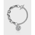 wholesale S925 Sterling Silver SLB0013 Korean Version Ins Small Design Retro Vintage Textured Portrait Round Plate OT Buckle Bracelet for Women-0-0