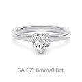 wholesale S925 Sterling Silver Cross-Border Women's Simple Heart-Shaped Solitaire Zircon Ring 03 Carat - 4 Carat Love Main Stone-0-7