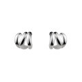 wholesale Sterling Silver S925 Lightly Textured Three-Layer Curved Geometric Semi-Circular Linear Minimalist Wave-shaped Hollow Earrings M02427-0-4