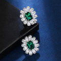 wholesale S925 Sterling Silver Elegant Earrings Inlaid with High-Carbon Diamond Zircon and Emerald Ear Studs for Dropshipping and Wholesale Women-0-2