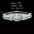 wholesale Metal Material: 925 Silver Gold Plated, High Carbon Diamond, Royal Blue Marquise, Art Deco Decoration, Vintage Fashion Jewelry Bracelet for Women-0-2