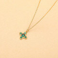 wholesale S925 Sterling Silver Women's Light Luxury Emerald Clover Necklace, Elegant Floral French Collarbone Chain-0-1