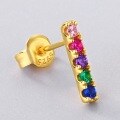 wholesale S925 Silver New European and American Stylish One-Word Rainbow Stud Earrings with High-End Colored Zirconia for Wholesale-0-2