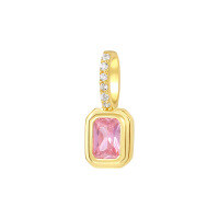 wholesale S925 Sterling Silver French Zodiac Necklace With Colorful Zircon Pendant-A3809-Pink Zirconium/Gold Color_Single Pendant 925 Silver