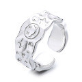 wholesale S925 sterling silver star smiley open ring, Korean and Japanese style, personalized design, luxury fashion, versatile index finger ring-0-4