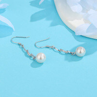 wholesale S925 Sterling Silver Cold Style Imitation Pearl Earrings, Korean Version, Minimalist Design Sense Earrings for Women with Shell Pearl Feel-Shell Pearl Earrings 925 Silver