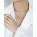 wholesale S925 sterling silver Korean version ins original design minimalist niche seagull series textured women's necklace collarbone chain-0-2