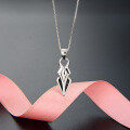 wholesale S925 silver minimalist style women's elegant tapered pendant necklace, Korean version accessory-0-3