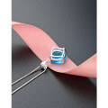 wholesale 925 Sterling Silver Blue Crystal Necklace for Women, Fashion Minimalist Elegant Square Single Diamond Pendant Collarbone Chain, High-End and Niche-0-3