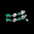 wholesale Gold Plated 925 Silver Emerald Green High Carbon Diamond Bójiā Rose Waterdrop Luxury Jewelry Earrings for Women-0-3
