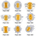 wholesale S925 Sterling Silver Goose Yellow Ring for Women, Small and Luxurious, Ice Flower Zirconia Rectangular High-Carbon Diamond Ring Collection-0-3