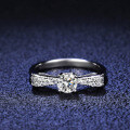 Sterling Silver Six-Claw Moissanite Bow Ring for Women-0-1