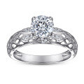 wholesale S925 silver rose gold plated vintage openwork zirconia ring for women, non-fading,-0-5