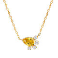 wholesale S925 Silver Plated 14k Gold Metal Material, Fresh, Sweet, Niche, Cute Style Teardrop Citrine Necklace-0-0