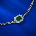 wholesale S925 Silver New Simulated Emerald 8*10 Rectangular Bracelet, Stylish and Ins-Inspired-0-2