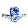 wholesale S925 Sterling Silver 2-Carat Pear-Shaped Crown Moissanite Women's Ring-0-10