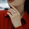Sterling Silver Moissanite Four-Prong Square Halo Ring Classic Wholesale Jewelry-0-1