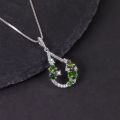 wholesale S925 Sterling Silver Sweet Style Natural Garnet Necklace with Diopside and Topaz Pendant Advanced Jewelry-0-2