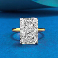 wholesale S925 Silver Gold-Tone 9*13mm Rectangular Ice-Cut Ring for Women, Live Stream, Xiaohongshu,-R1444 White Diamond Gold No. 5