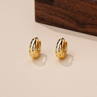 wholesale S925 Sterling Silver Metallic Wide Hoop Earrings For Women,-E2744-Gold 925 Silver