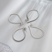 wholesale S925 Sterling Silver Zircon Tassel Earrings, Stylish and Versatile Ear Accessories, Direct from Manufacturer-White zirconium>925 silver