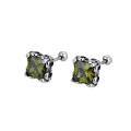 wholesale S925 Sterling Silver Minimalist Square Colored Zircon Stud Earrings, Luxurious Versatile Elegant Design Earrings-0-4