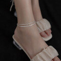 wholesale S925 Sterling Silver Korean-style Silver Bean Starry Sky Double Layer Anklet, Summer Minimalist Fresh Foot Jewelry S5650-0-1