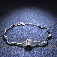 925 Silver Moissanite Snowflake Wave Asymmetric Women's Bracelet-carat (zircon)  925 silver