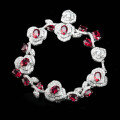 wholesale 925 Silver Gold-Plated Bracelet with High-Carbon Diamonds, Rose GRC Cultured Pigeon Blood Oval Gemstone, Niche and Versatile Jewelry for Women-0-2