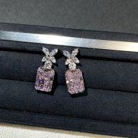 wholesale S925 Sterling Silver Women's Floral Cut Radiant Cut Stud Earrings Set, Cross-Border Bestseller Direct from Manufacturer Wholesale-Pink Diamond-ED059 925 Silver