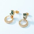 wholesale S925 Sterling Silver Cross-Border New Stylish and Elegant Green Moss Agate Earrings, European and American Style Botanical Agate Earrings for Wholesale-0-2