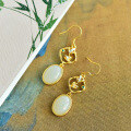 wholesale 925 silver earrings with certificate, new Chinese retro style, inlaid with natural Hetian jade, ear hook earrings-0-5