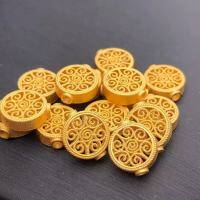 wholesale S925 silver plated with 24K gold, antique Nepalese gold round openwork carved spacer beads, DIY matching beads-One solid color