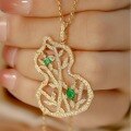 wholesale S925 Sterling Silver Original and Unique Gourd Pendant Gemstone Light Luxury Necklace Retro Niche Collarbone Chain-0-2